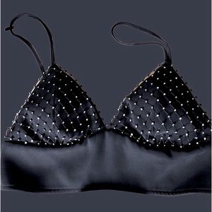 Windsor Black Satin Studded Bralette